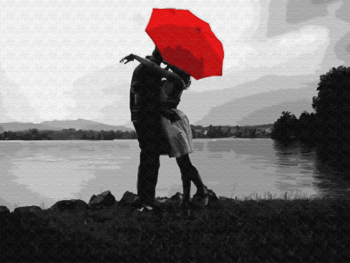 Картина по номерам EX5810 "Свидание под красным зонтом"