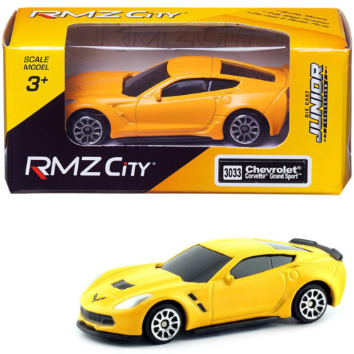 Машинка металлическая Uni-Fortune RMZ City 1:64 Chevrolet Corvette, без механизмов, цвет желтый матовый, 9 x 4.2 x 4 см - 0