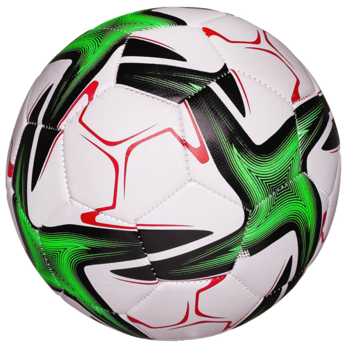 Футбольный мяч Junfa белый с зелено-черными звездами 22-23 см - 0
