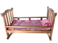 Кровать-качалка для куклы деревянная - 0