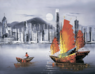 Алмазная живопись LG253 "Ночной Гонконг" - 0