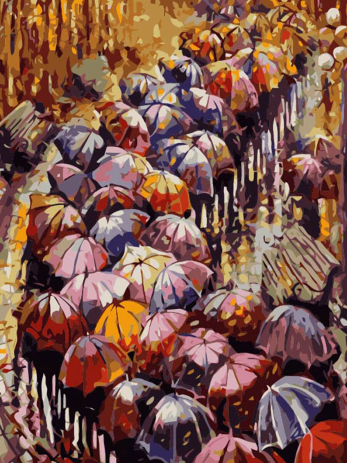 Картина по номерам MG2116 "Осенние зонты" - 0
