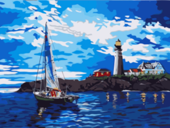 Картина по номерам EX5864 "Яхта у маяка"