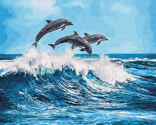 Картина по номерам GX26749 "Дельфины над волной" - 0