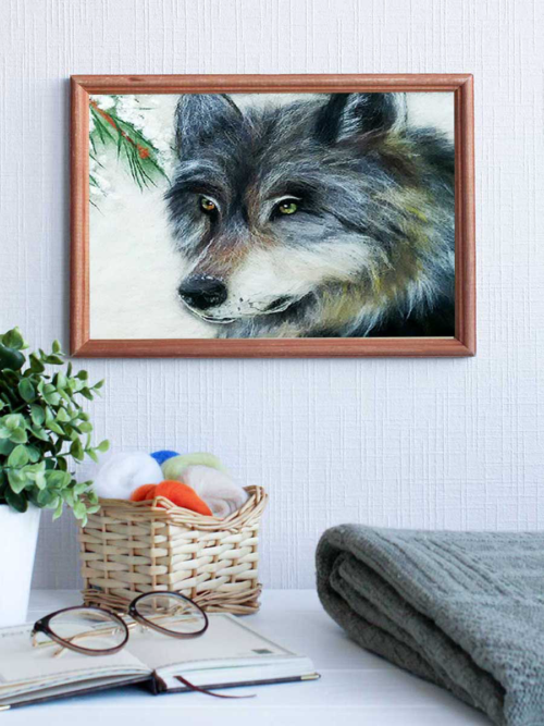 Картина шерстью SH011 "Волк" - 0