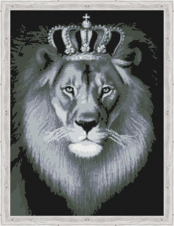 Алмазная живопись QR200004 "Чёрно-белый лев"