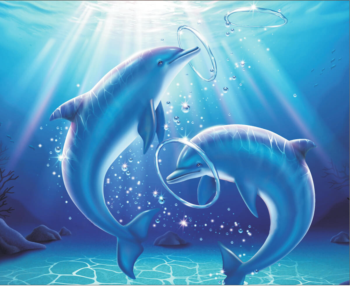Алмазная живопись LG223 "Дельфины в игре"