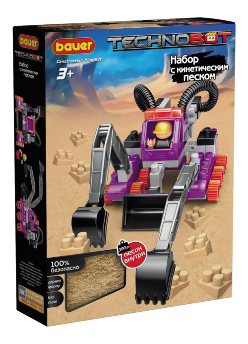 Конструктор Bauer Technobot с кинетическим песком, роботом и пилотом фиолетовый, серый, черный - 0