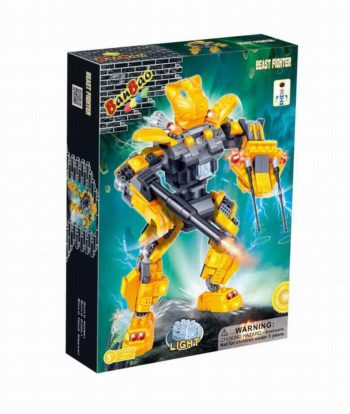Конструктор Banbao (Банбао) "Робот", элмех. (желтый) 215 деталей, со световыми эффектами