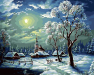 Картина по номерам GX29459 "Зимний ночной пейзаж" - 0