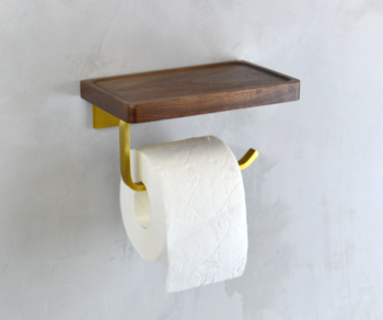 Держатель туалетной бумаги с деревянной полочкой матовое золото BRONZE DE LUXE Forest (10705G )