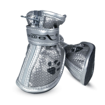YXS082-4 Ботинки для собак серебряные с "лапками", 55*45*55мм (уп.4шт.)