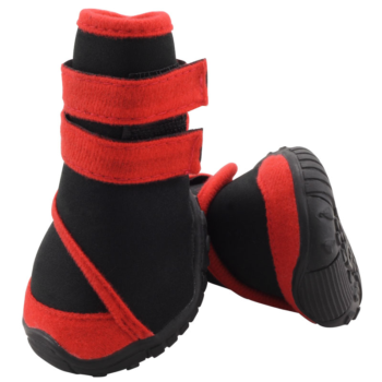 YXS134-S Ботинки для собак черные с красным, 55*50*65мм (уп.4шт.)