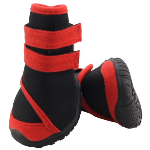 YXS134-S Ботинки для собак черные с красным, 55*50*65мм (уп.4шт.) - 0