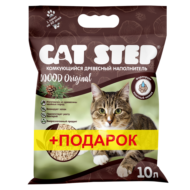 АКЦИЯ Наполнитель комкующийся растительный CAT STEP Wood Original, 10 л - 0