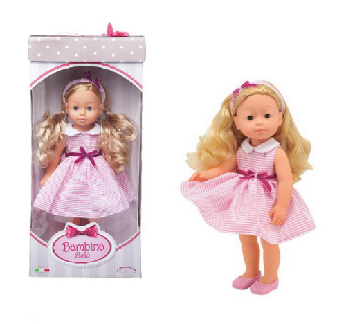 Кукла DIMIAN Bambolina Boutique 40 см, розовое полосатое платье - 0