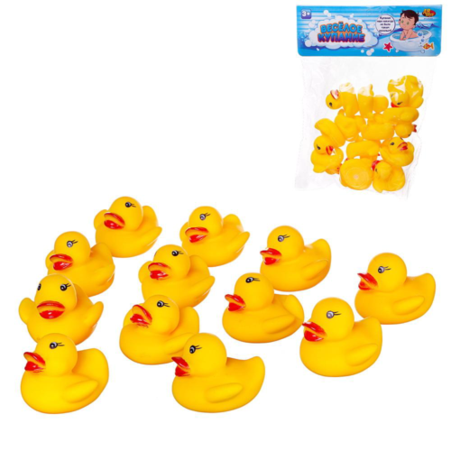 Набор резиновых игрушек для ванной ABtoys Веселое купание Уточки желтые 12шт - 0