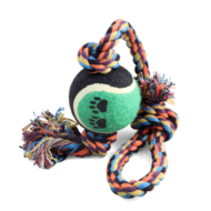 Игрушка для собак - Верёвка с петлей, 2 узла и мяч (6,5см/43см) - 1