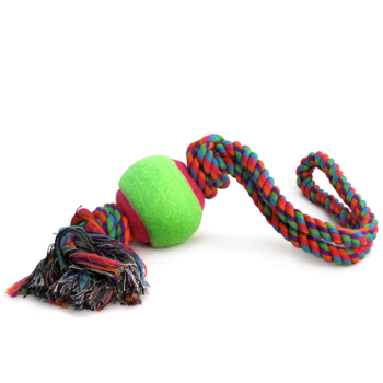 Игрушка для собак - Верёвка с петлей 2 узла и мяч (6,5см/45см)