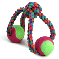 Игрушка для собак - Верёвка-восьмёрка узел и 2 мяча (6,5см/32см) - 0