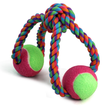 Игрушка для собак - Верёвка-восьмёрка узел и 2 мяча (6,5см/32см)