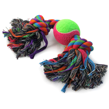 Игрушка для собак - Верёвка 2 узла и мяч (6,5см/35см)