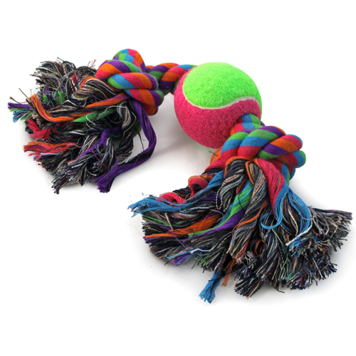 Игрушка для собак - Верёвка 2 узла и мяч (6,5см/35см) - 0