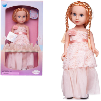 Кукла Junfa Ardana Baby в персиковом с кружевами, длинном платье 45 см