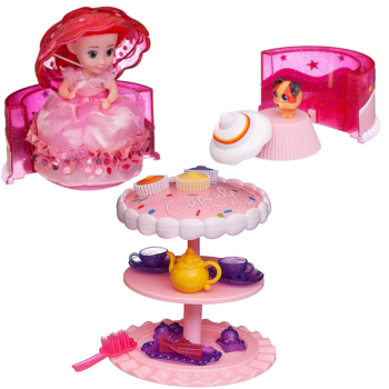 Игровой набор EMCO Cupcake Surprise "Чайная вечеринка" с куклой - капкейк и питомцем, розовый