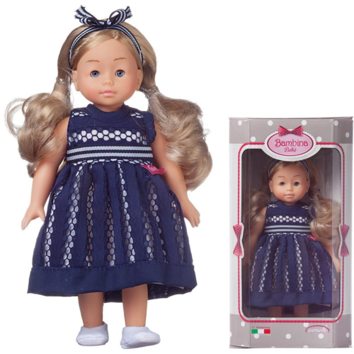 Кукла DIMIAN Bambina Bebe в синем платье, 20 см - 0