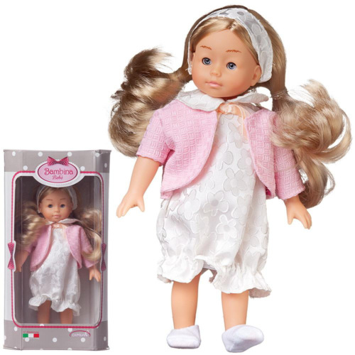Кукла DIMIAN Bambina Bebe в белом платье и розовом жакете, 20 см - 0