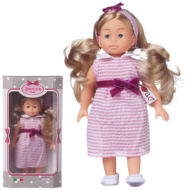 Кукла DIMIAN Bambina Bebe в полосатом платье с бантом, 20 см - 0