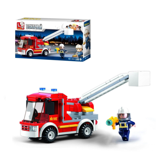 Конструктор Sluban Полиция Пожарная машина с подъемной люлькой 136 деталей - 0