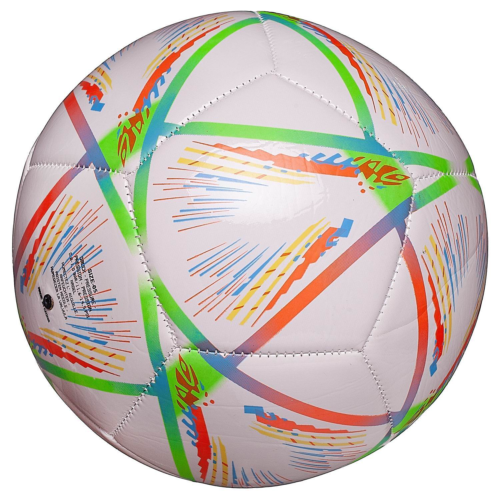 Футбольный мяч Junfa с оранжево-зелеными полосками 22-23 см - 0