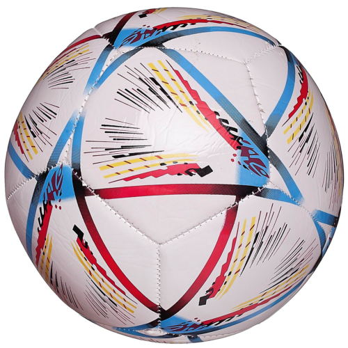 Футбольный мяч Junfa с сине-бордовыми полосками 22-23 см - 0