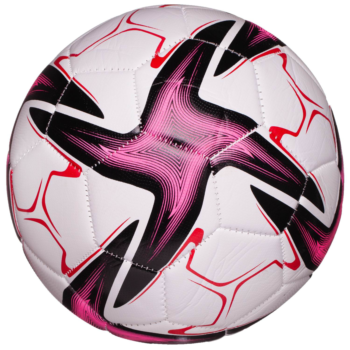 Футбольный мяч Junfa белый с розово-черными звездами 22-23 см