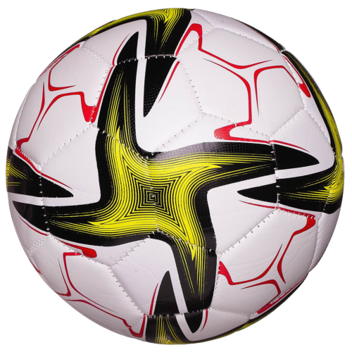 Футбольный мяч Junfa белый с желто-черными звездами 22-23 см - 0