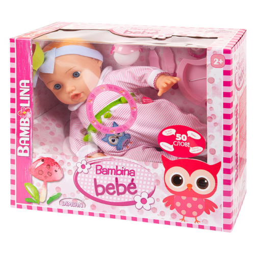 Кукла-пупс "Bambina Bebe", тм Dimian, 42 см, с аксессуарами для кормления, звуковые эффекты - 0