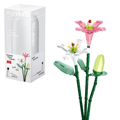 Конструктор Sluban серия Flowers Лилии в вазе, 247 деталей, полимерные материалы - 0