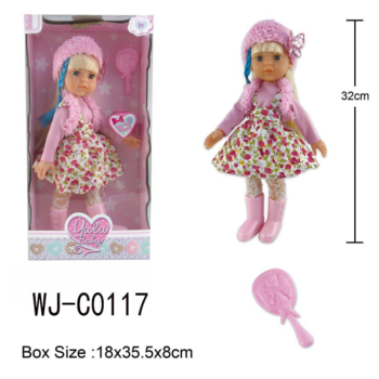 Кукла ABtoys Времена года 32 см в розовой кофте, сарафане с цветочным рисунком, шапке