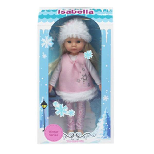 Кукла ABtoys Времена года 30 см в белой кофте нежно-розовом сарафане с меховой оборкой и белой шапке - 0