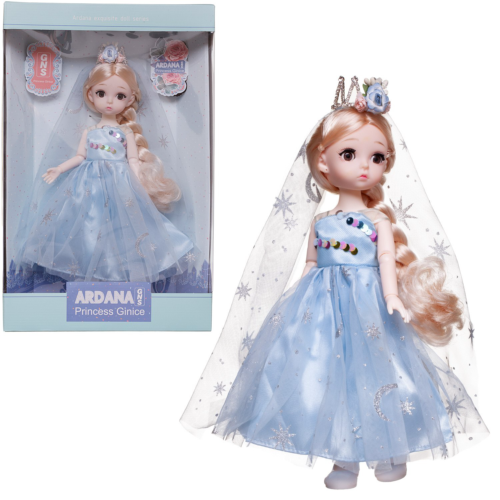 Кукла Junfa Ardana Princess с короной в роскошном голубом платье 30 см - 0