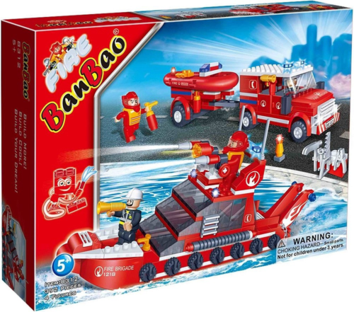Конструктор "Пожарная команда-катер и джип" 392 детали Banbao (Банбао) - 0