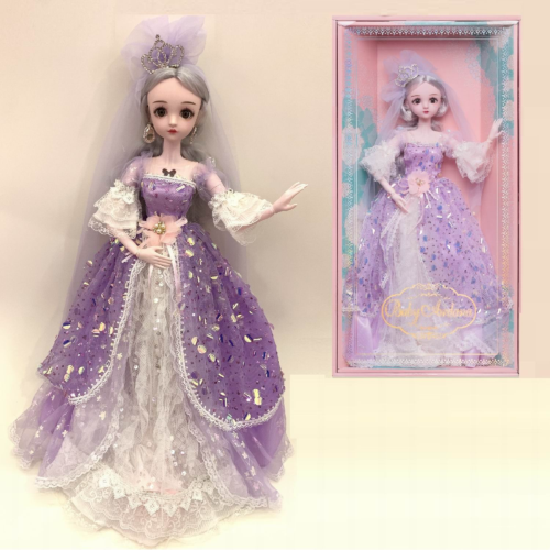 Кукла Junfa Ardana Princess 60 см с диадемой в роскошном длинном сиреневом платье в подарочной коробке - 0