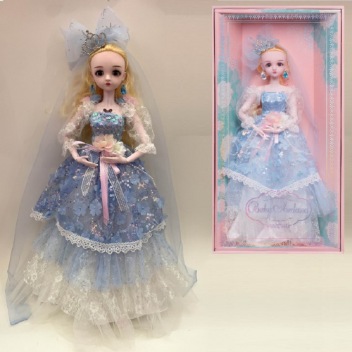 Кукла Junfa Ardana Princess 60 см с диадемой в роскошном длинном голубом платье в подарочной коробке - 0