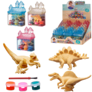 Набор для творчества Junfa Сказочный замок с секретами. Динозавр с красками и кисточкой, дисплей 18 шт - 0