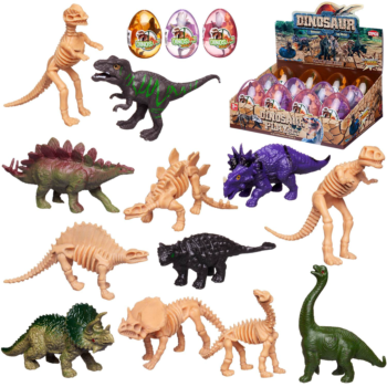 Фигурки Junfa в яйце Динозавр+скелет динозавра 7-9см в дисплее