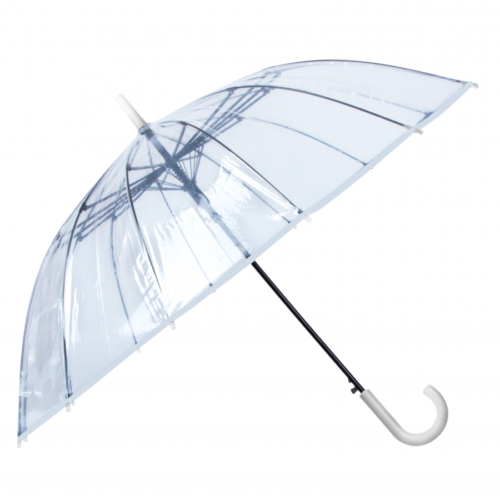 Зонт Прозрачный 14 спиц белая ручка - 1