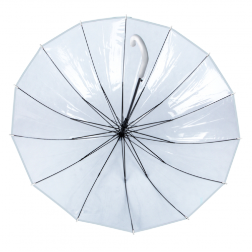 Зонт Прозрачный 14 спиц белая ручка - 4