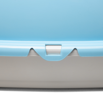 Туалет для кошек прямоугольный с ассиметричным бортом "Волна", серый/голубой, 455*350*200мм